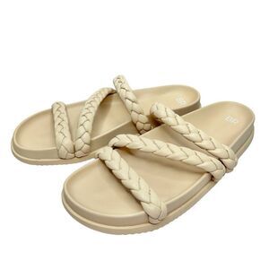 BP Sandals Womens Size 13 Cream Braided Slip On Open Toe Bohemian